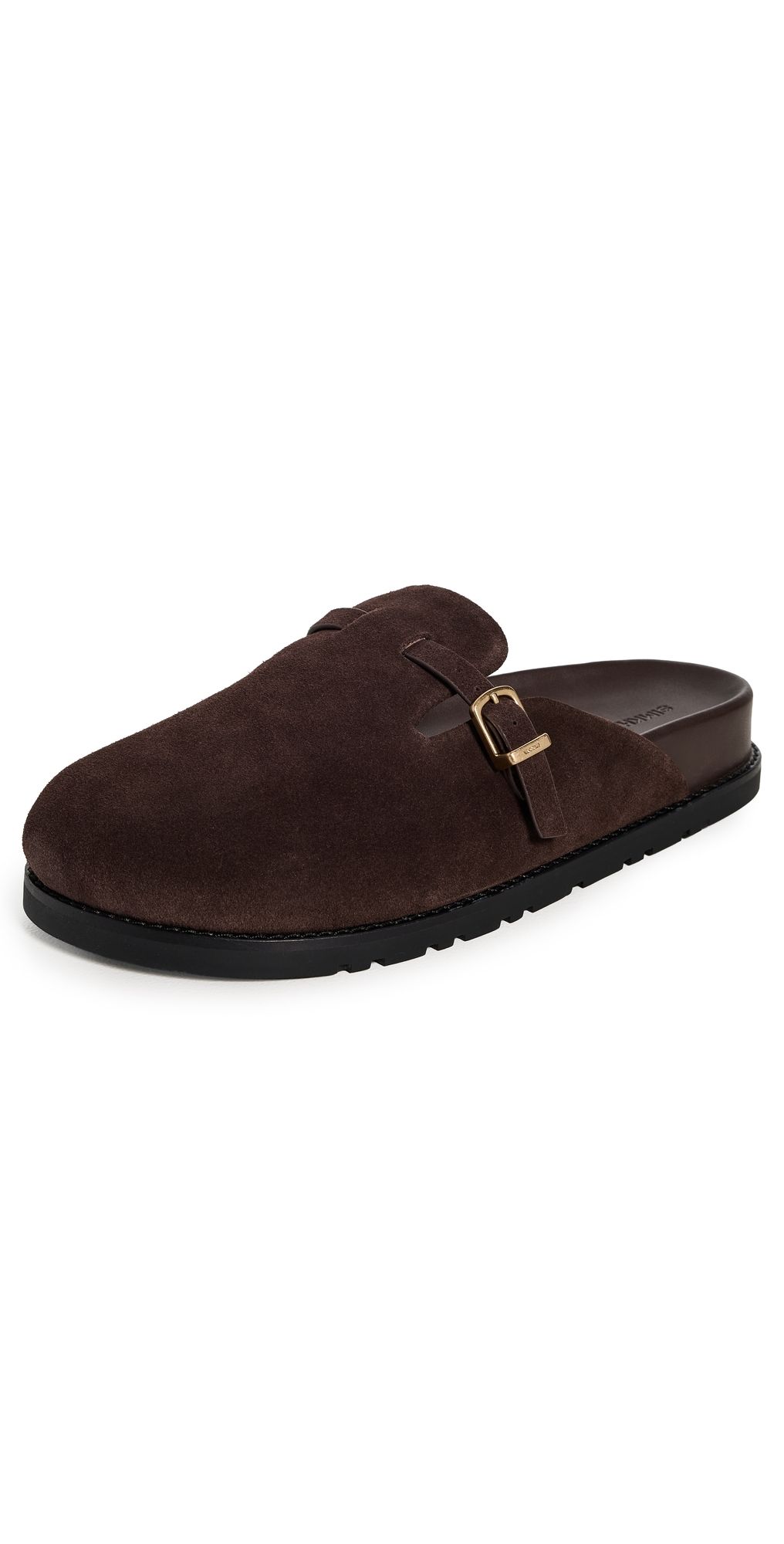 SIMKHAI Adara Buckle Suede Slippers Cacao 38