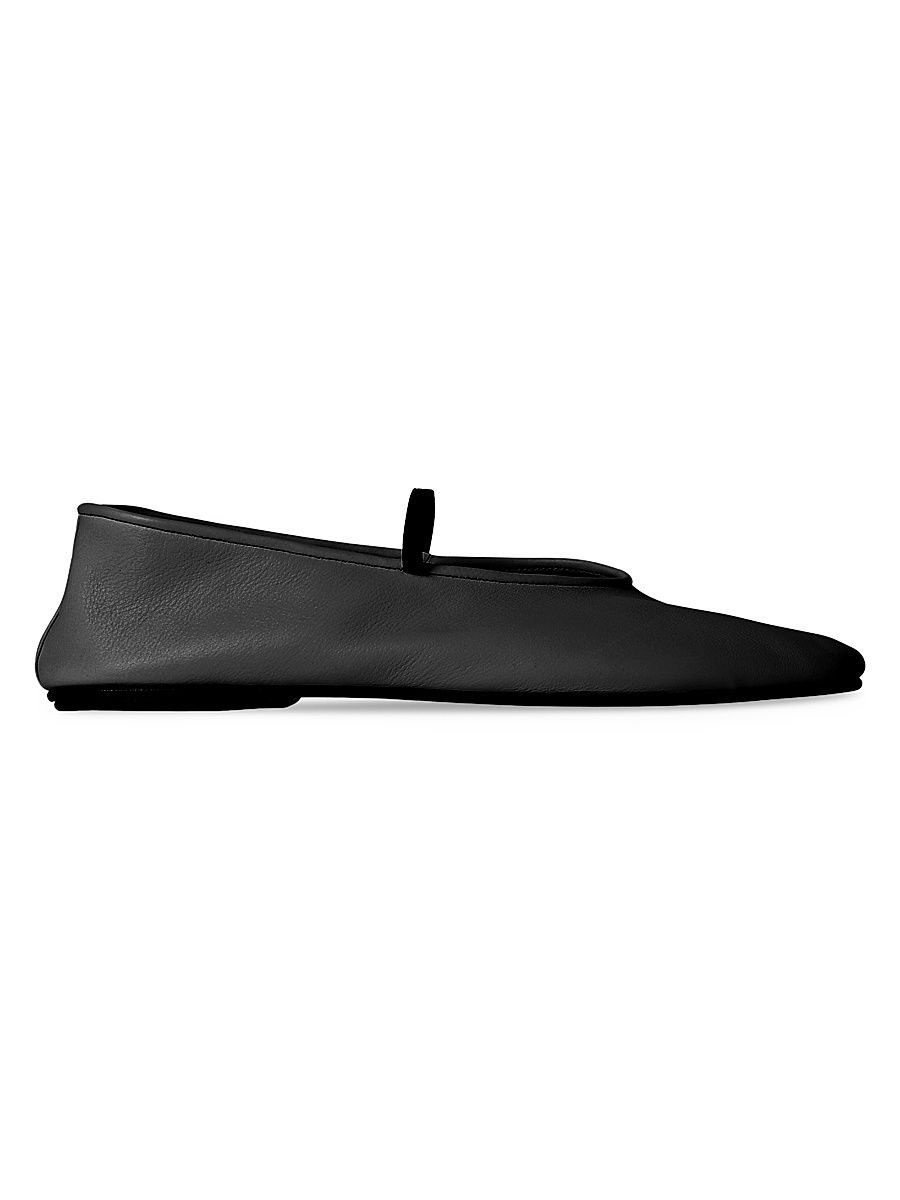 Women's Leather Ballet Flats - Black - Size 11
