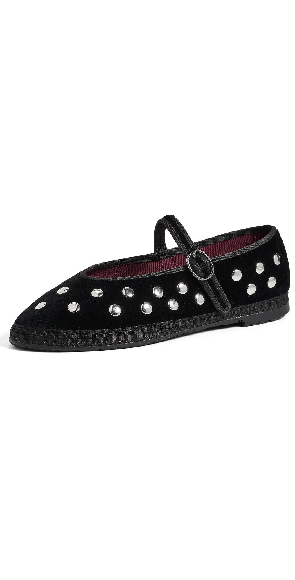 Flabelus Mae Silver Black Mary Jane Flats Black 38