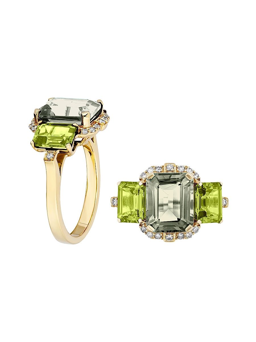 Women's Gossip 18K Yellow Gold & Multi-Gemstone Ring - Green - Size 7