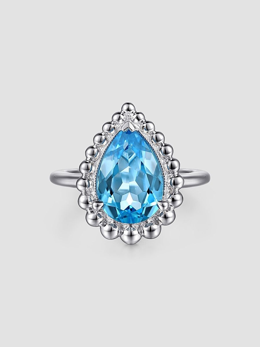 Gabriel & Co Women's Bujukan Sterling Silver & Blue Topaz Ring - Sterling Silver - Size 6.5