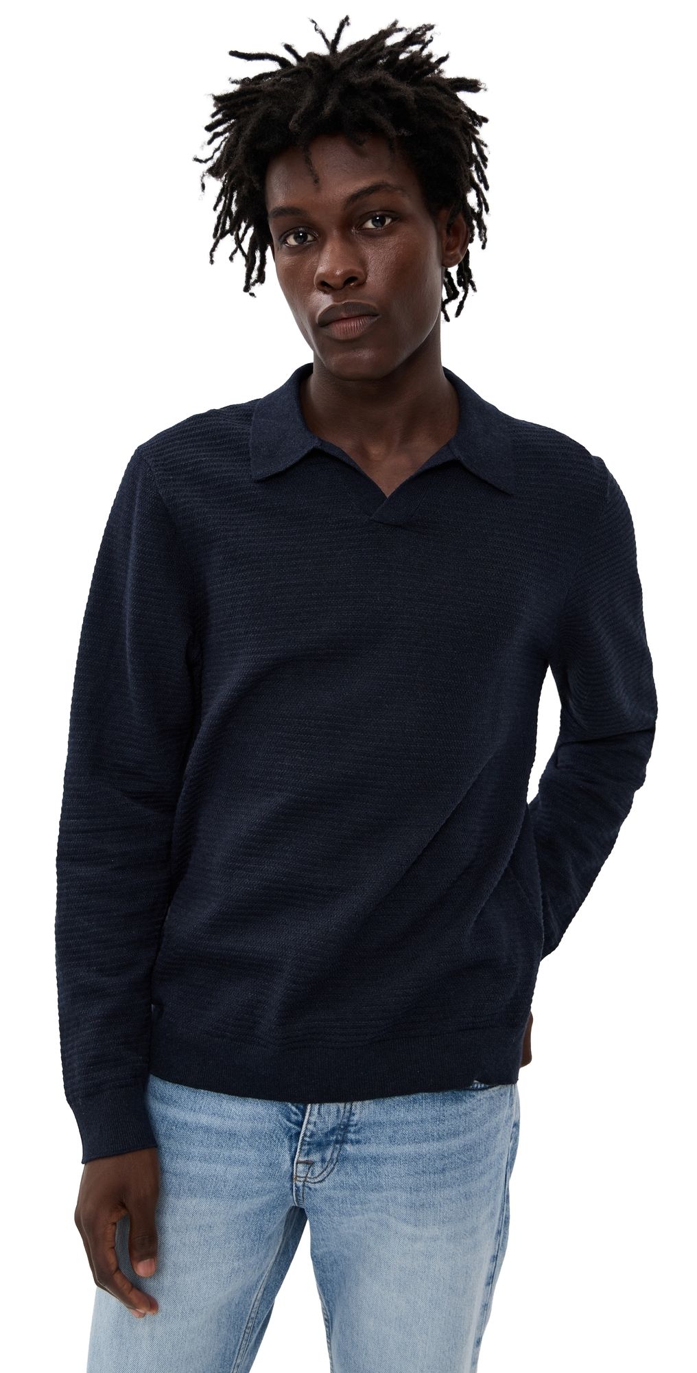 NN07 Paul Johnny Collar Polo Sweater Deep Navy XL