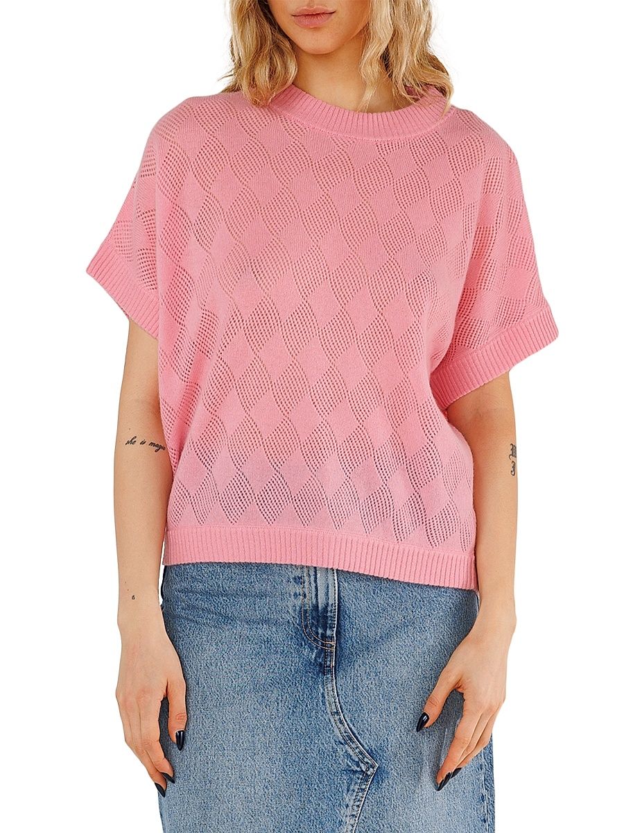 Women's Pea Pointelle-Knit Cashmere Sweater - Bellini - Size XL