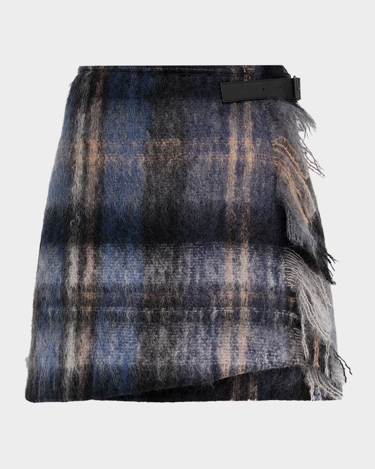 Check Mohair Mini Wrap Skirt