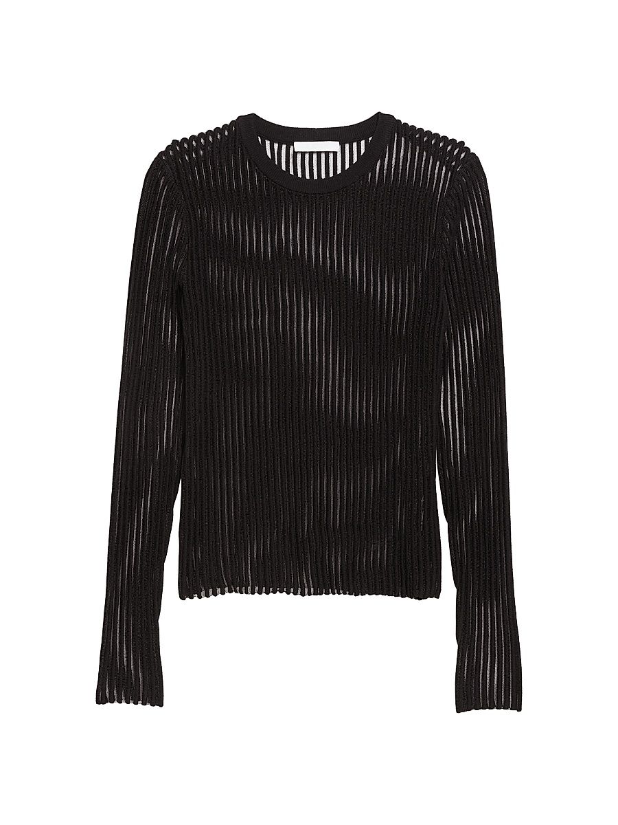 Women's Stripe Crewneck Top - Black - Size XL