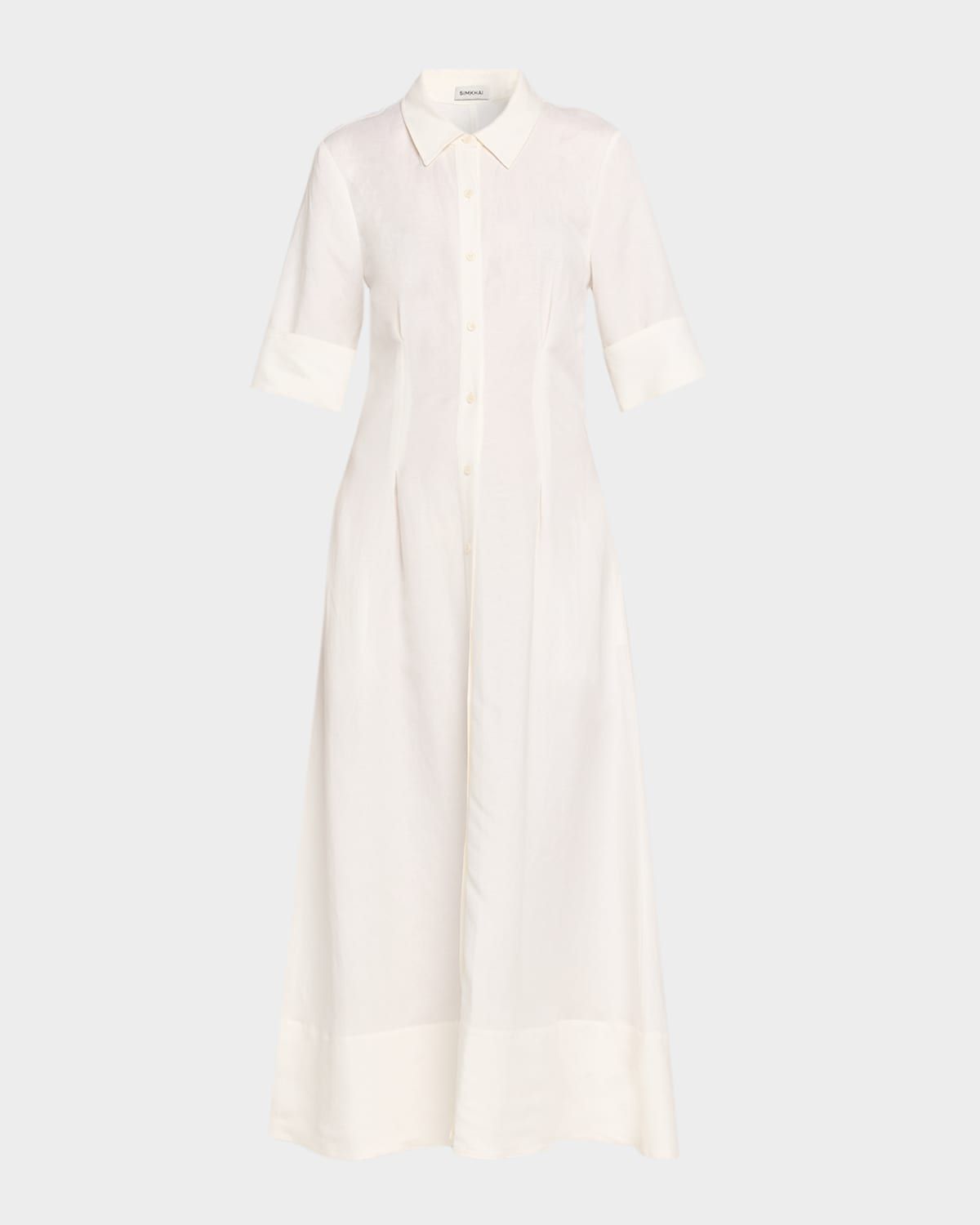 Claudine Linen-Blend Midi Shirtdress