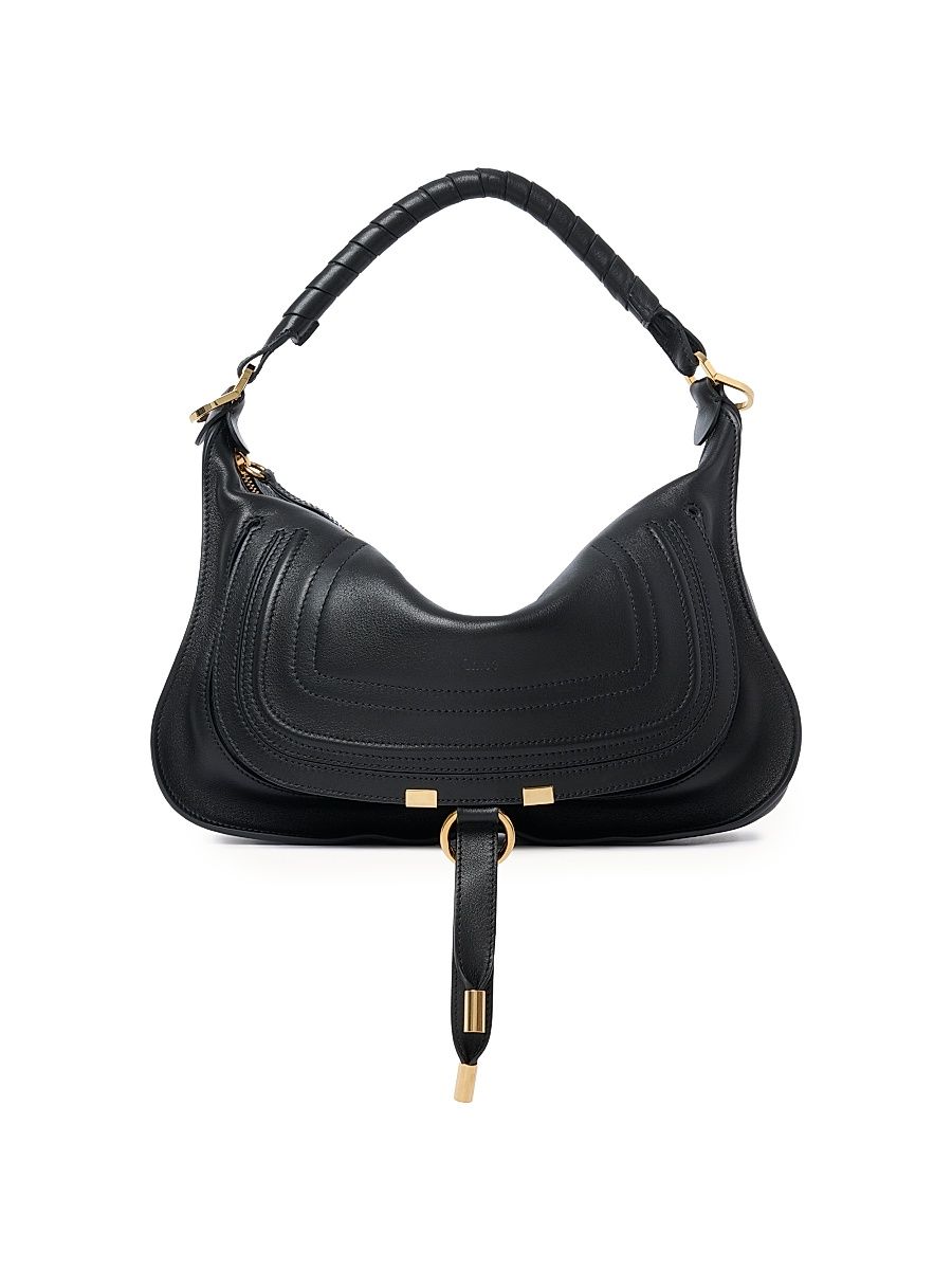 Women's Medium Marcie Smooth Leather Shoulder Bag - Black