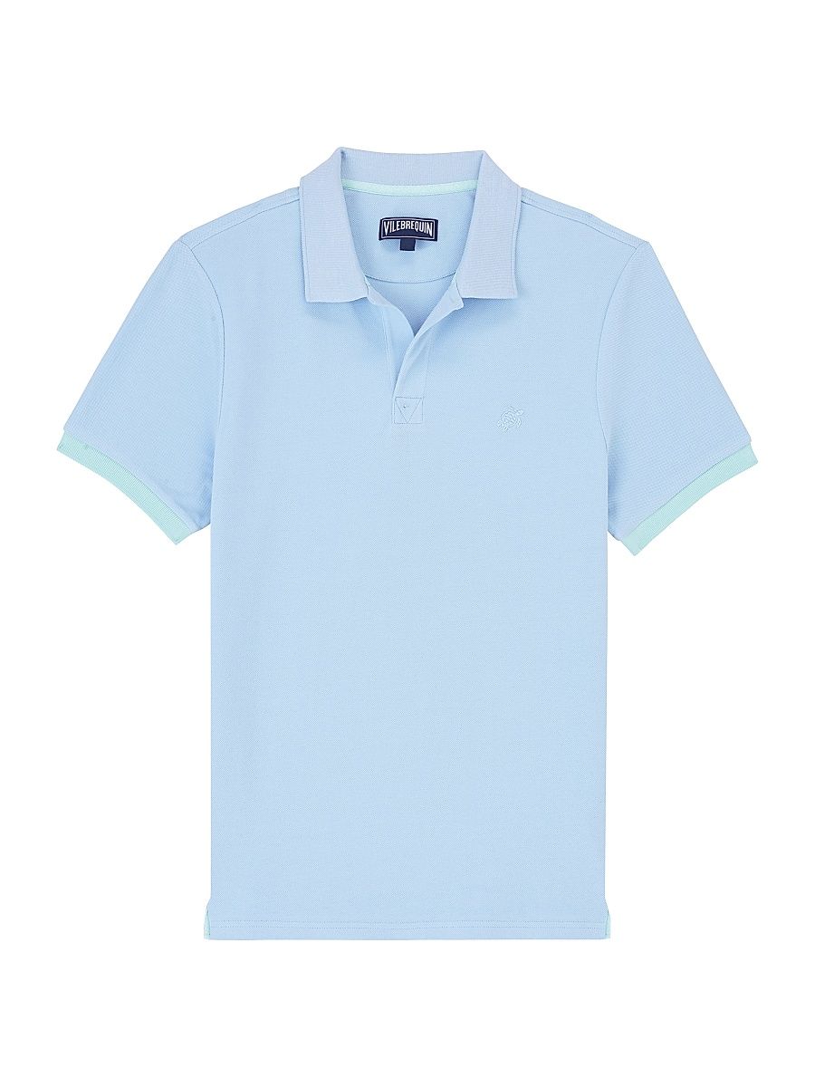 Men's Cotton Polo Shirt - Light Blue - Size XXL