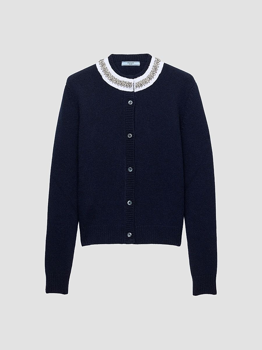 Women's Wool and Cashmere Cardigan - Blue - Size 10