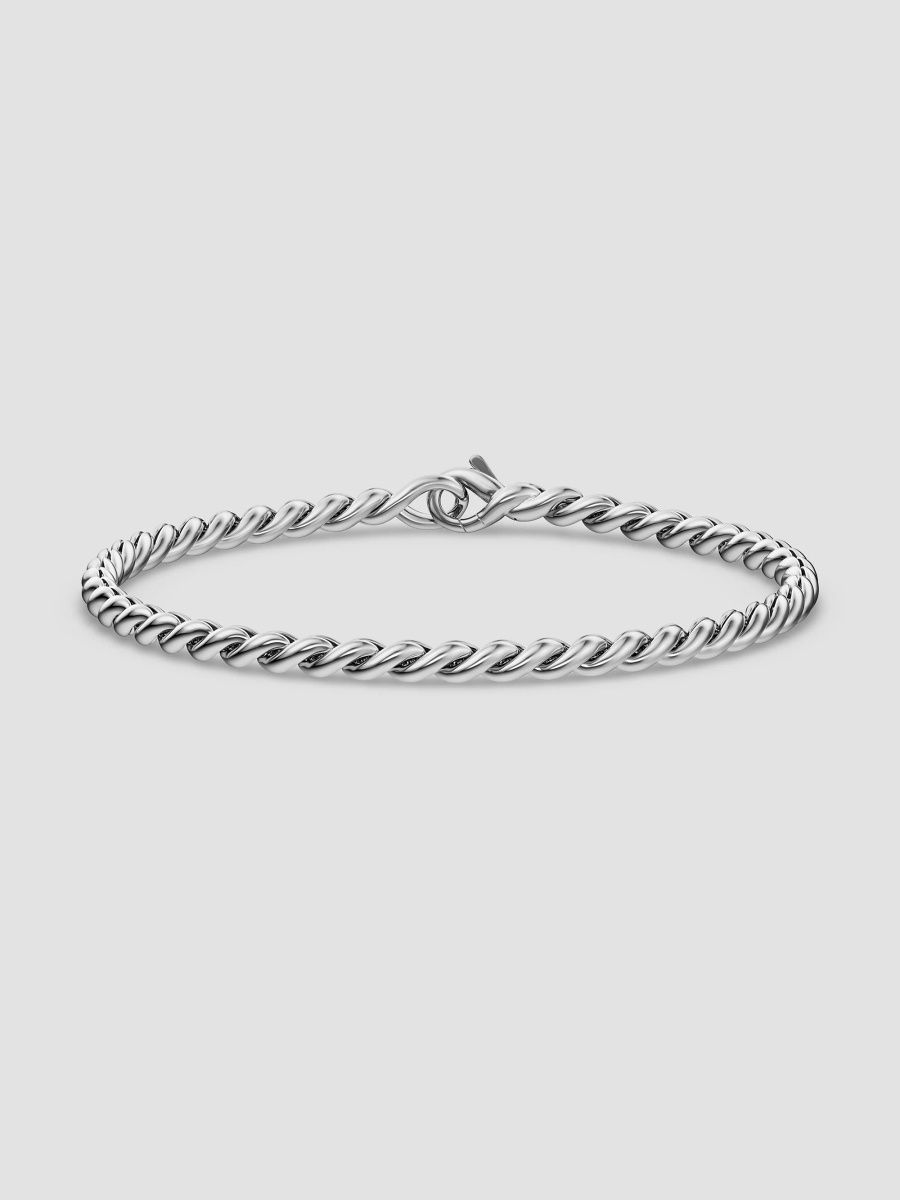 David Yurman Men's Sculpted Cable Chain Bracelet in Sterling Silver, 3.7MM - Silver - Size XL