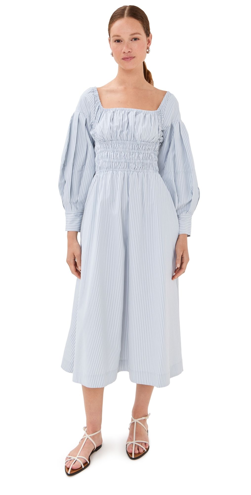 Altuzarra Josie Dress Dove Grey Banker Stripe 36