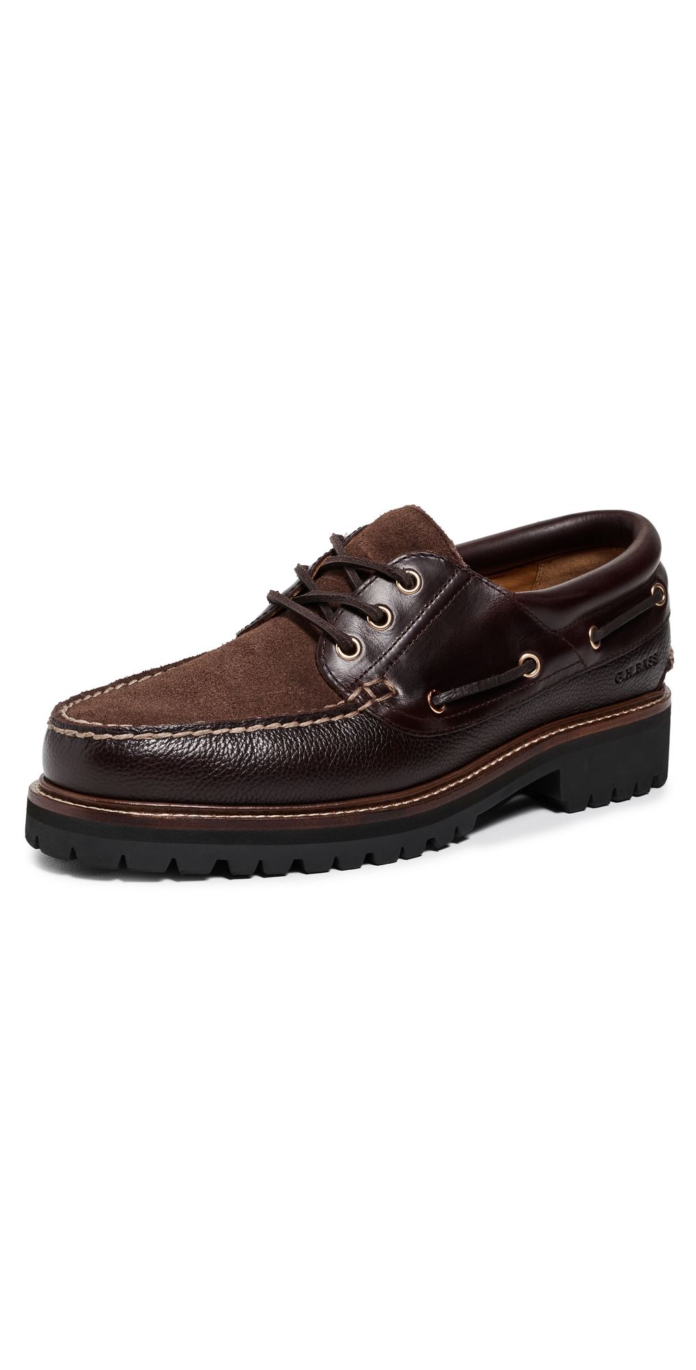 G. H. Bass 1876 Wanderer Lug Boat Shoes BRUNETTE LEATHER MIX MAT 11.5