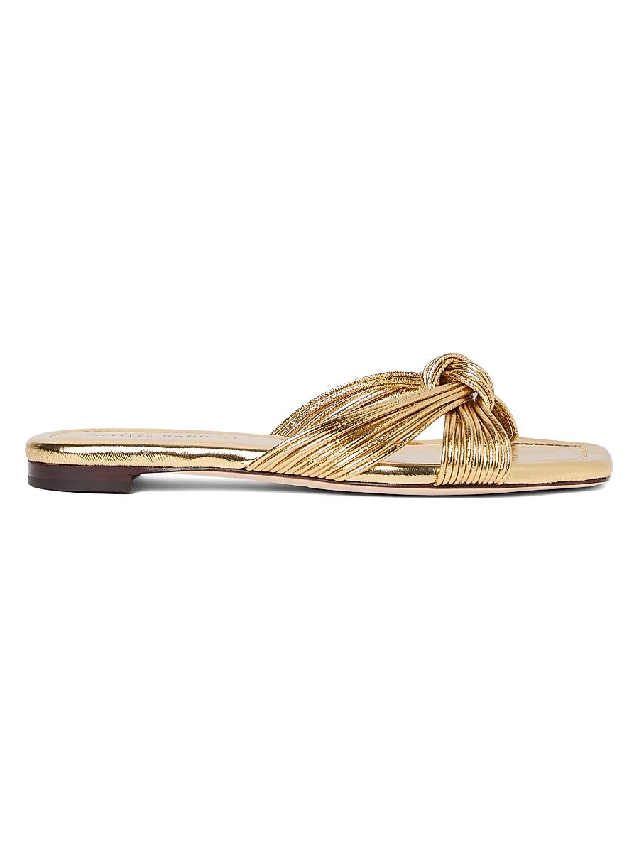 Women's Flossie Knotted Metallic Leather Sandals - Champagne - Size 5