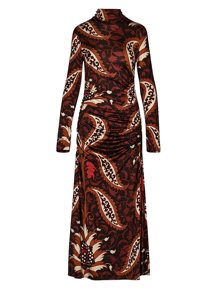 Women's Candelaria Start Point Printed Jersey Maxi Dress - Black Mocca Sand Red - Size 6