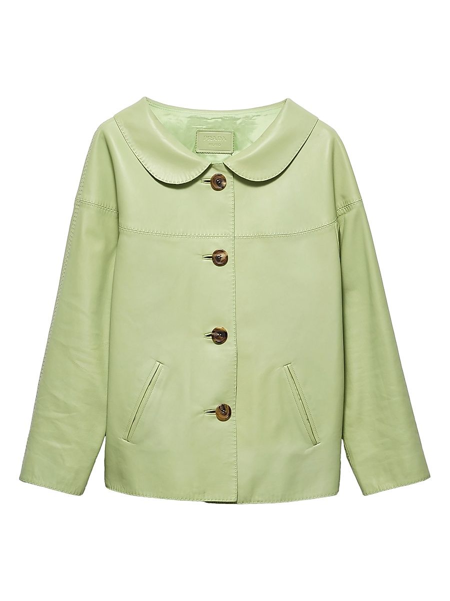 Women's Nappa Leather Jacket - Green - Size 10