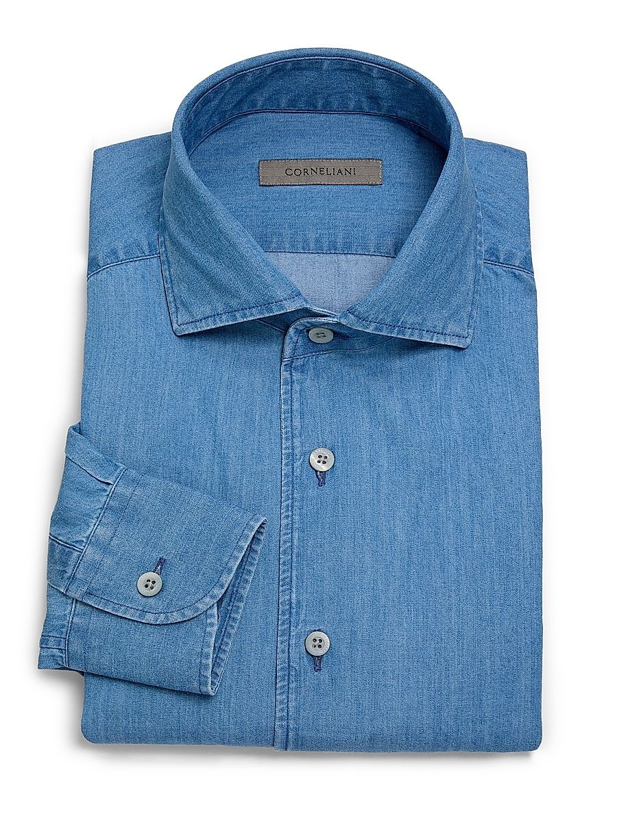 Men's Chambray Cotton Shirt - Chambray - Size 16.5