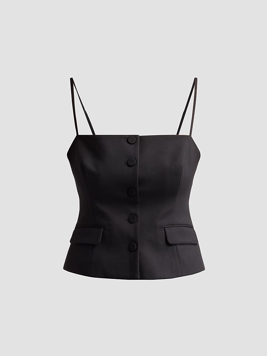 Women's Irina Square Neck Tank - Black - Size 14