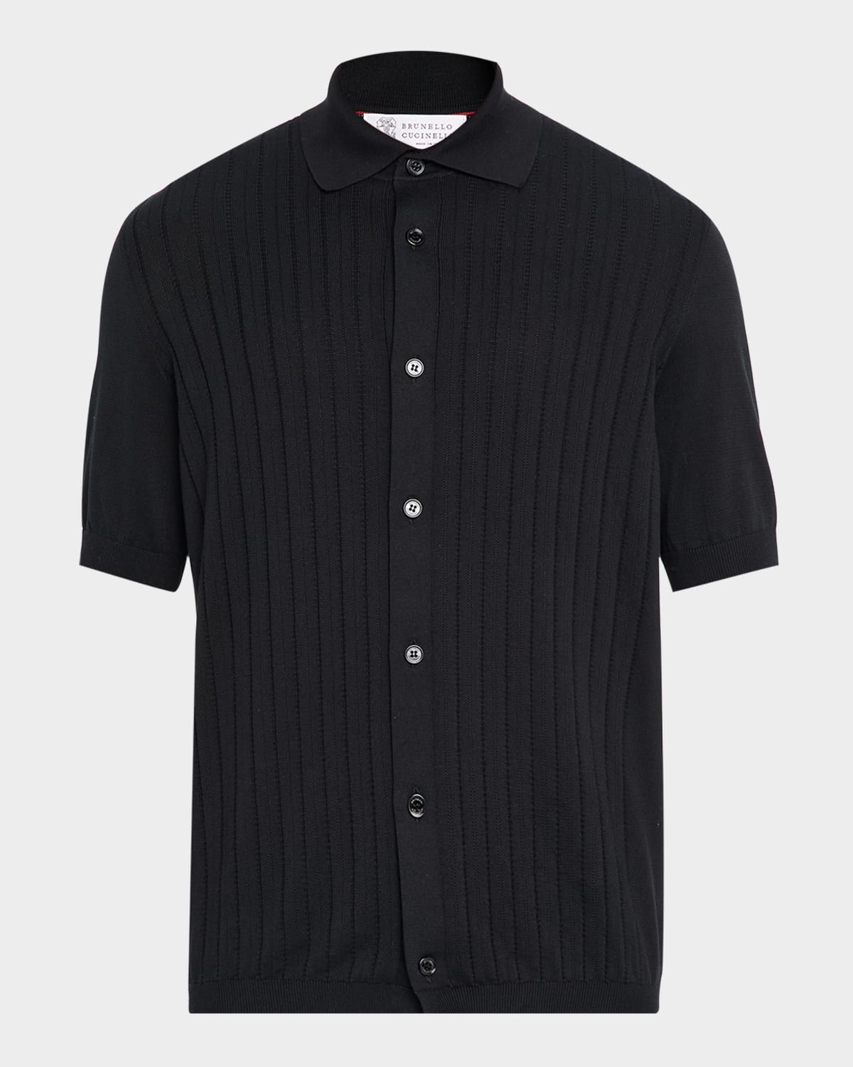 Men & apos;s Cotton Rib Short-Sleeve Shirt