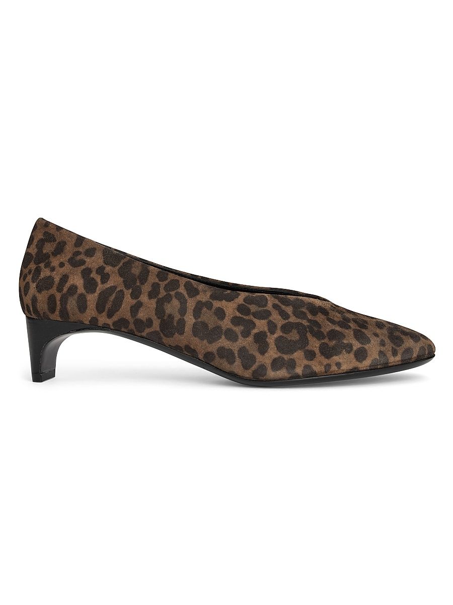 Women's Claude 35MM Leather Pumps - Printed Suede Kid Leopard - Size 6