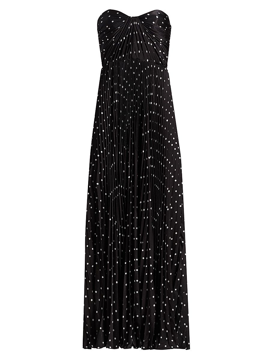 Women's Margot Satin Polka Dot Strapless Gown - Polka Dot - Size XL