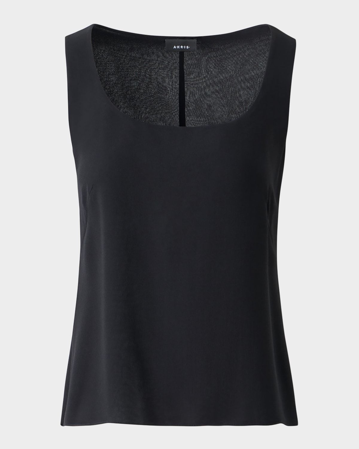 Scoop-Neck Silk Georgette Tank Top