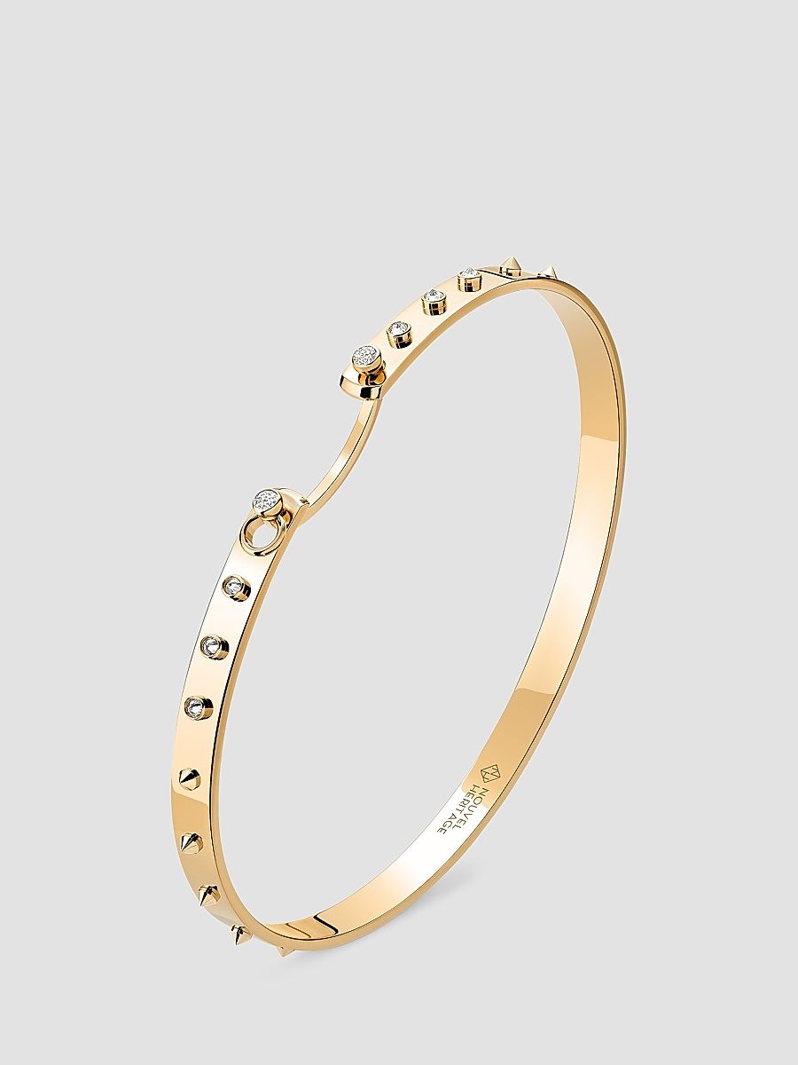 Women's Mood Brunch In NY 18K Yellow Gold & 0.15 TCW Diamond Bangle - Yellow Gold - Size 16