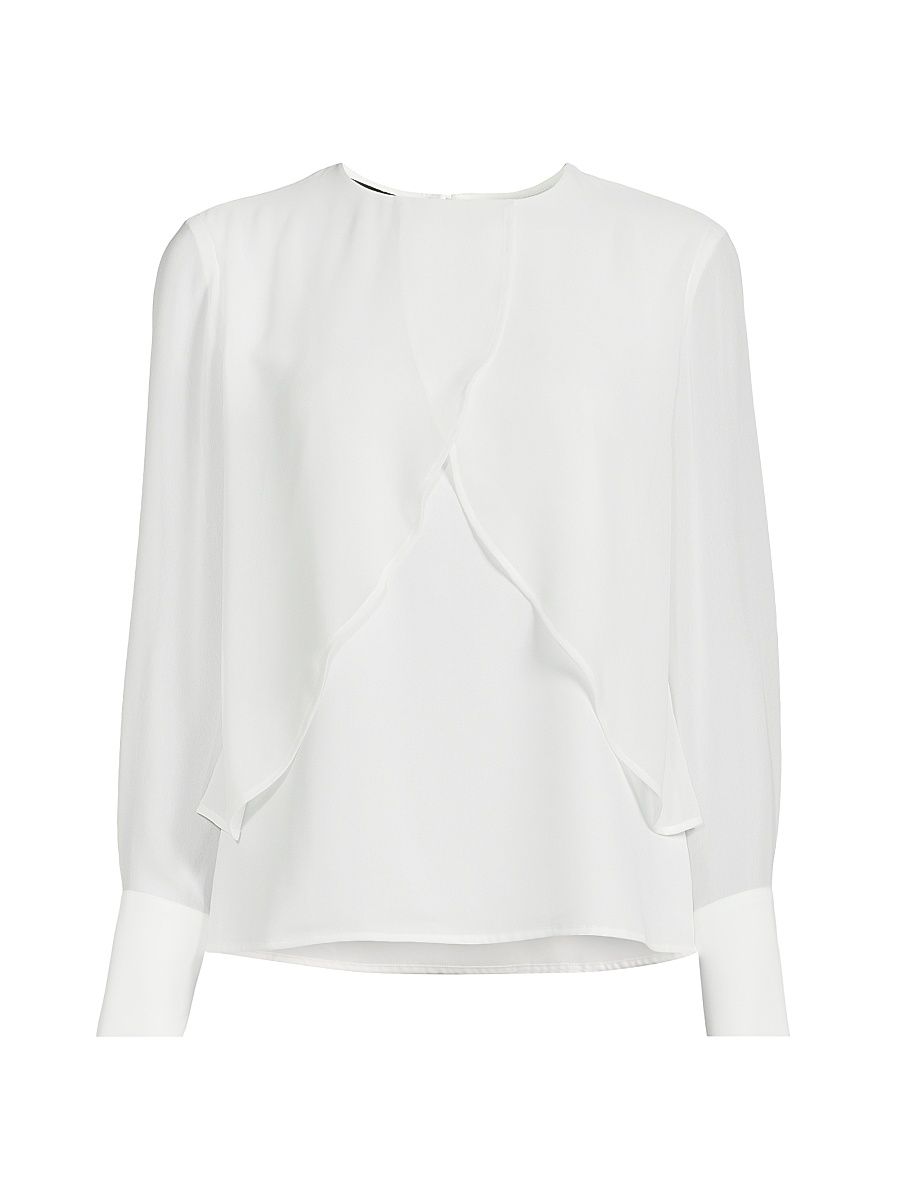Women's Chiffon Blouse - White - Size Medium