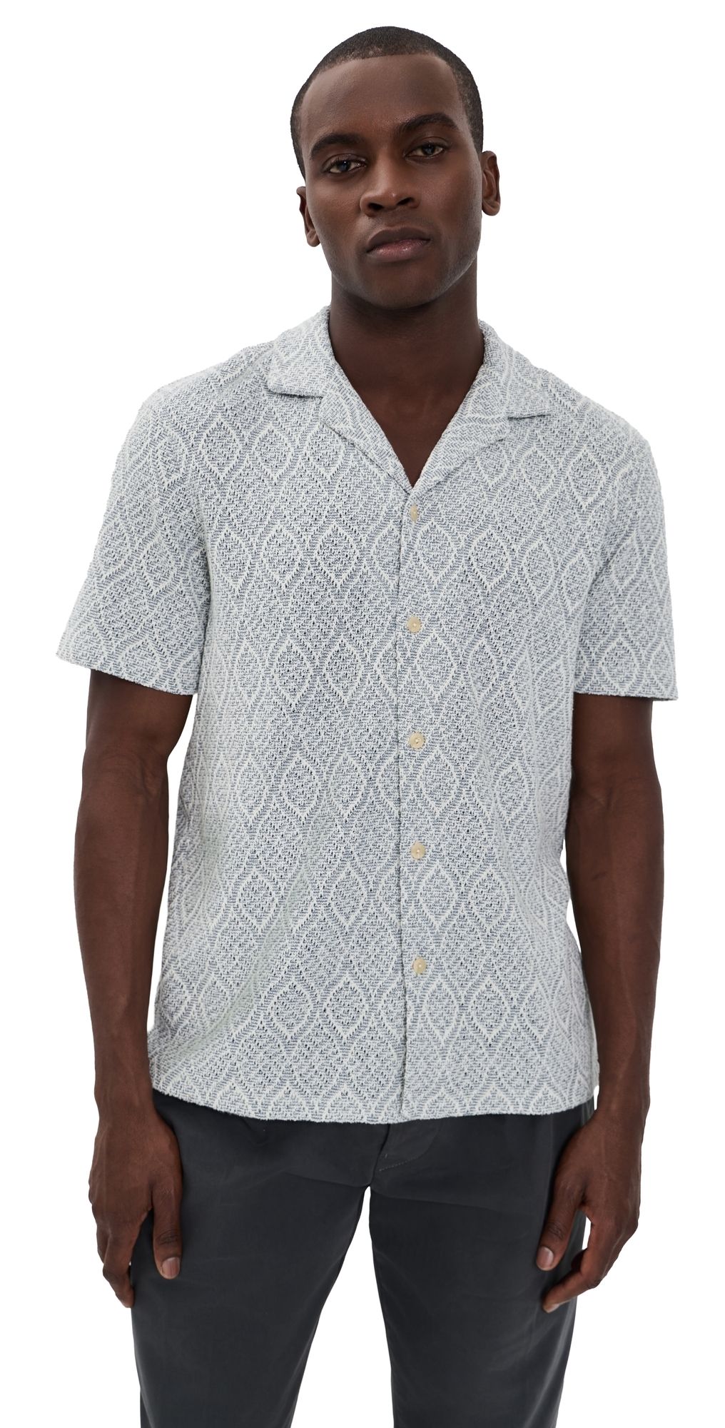 Faherty Oasis Camp Shirt Blue Island Medallion L
