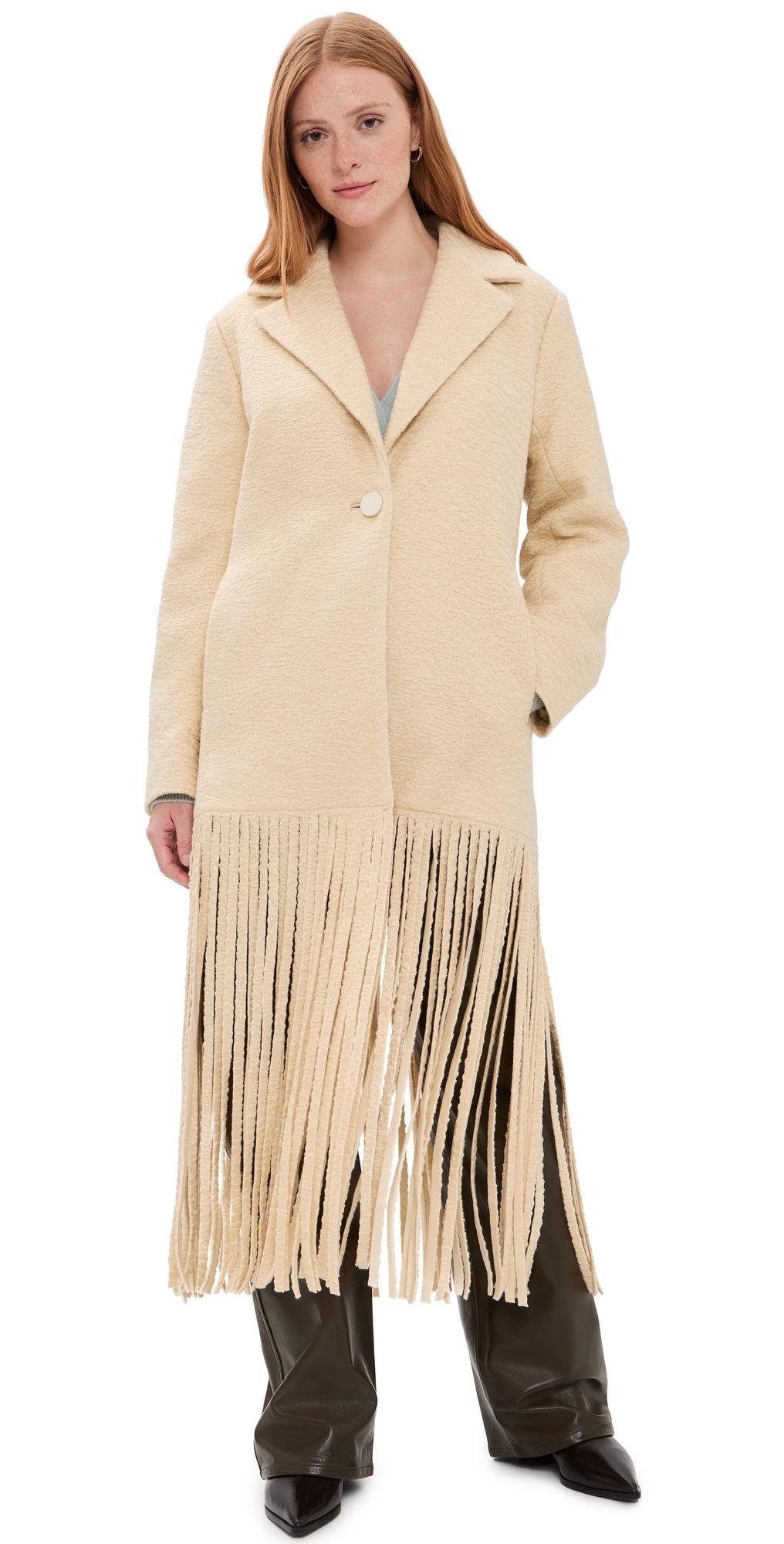 SIMONMILLER Vero Fringe Coat Ivory M