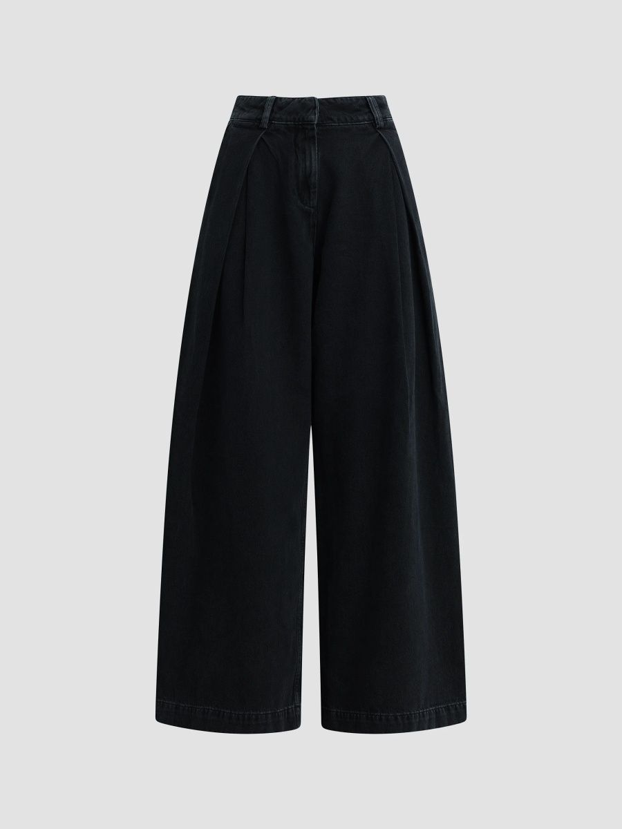 Favorite Daughter Women's Pleats For Days Wide-Leg Jeans - Black - Size 28