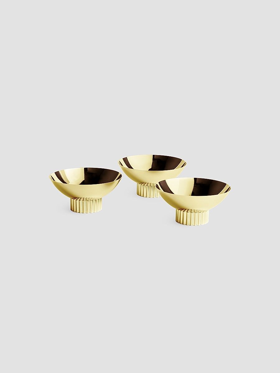 Striations Trio Bowl Set - Gold