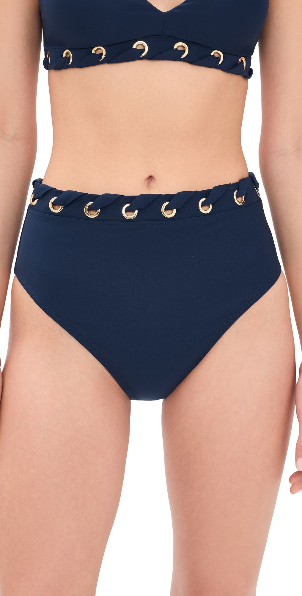 STYLEST DreamSculpt Grommet High Waist Bikini Bottoms Navy S