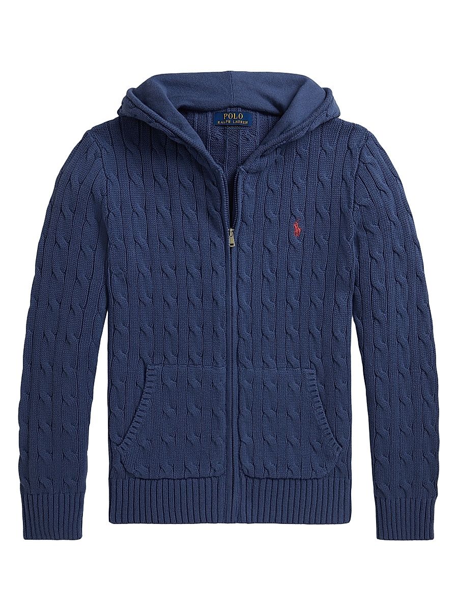 Little Boy's & Boy's Cable-Knit Zip Hoodie - Old Royal - Size 2