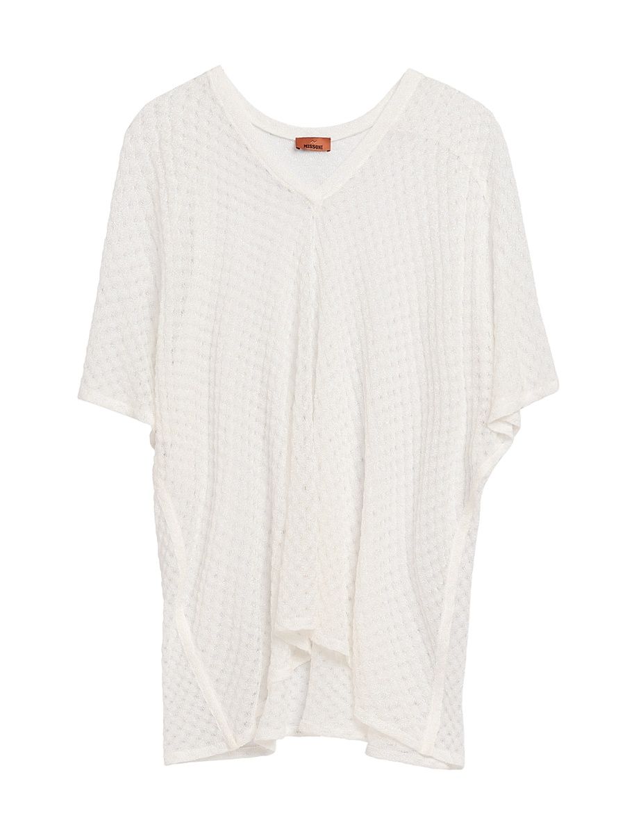 Women's Raschel Lace Cover-Up Caftan - White - Size Small