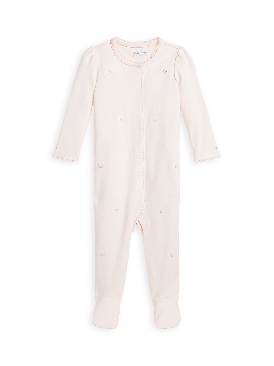 Baby Girl's Floral Organic Cotton Coverall - Delicate Pink - Size 9 Months