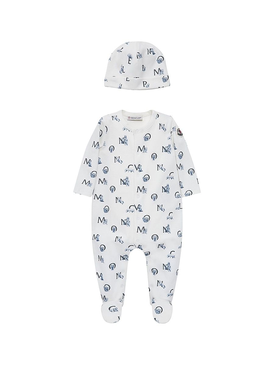 Baby's Set in Cotton - White Pink - Size 12 Months