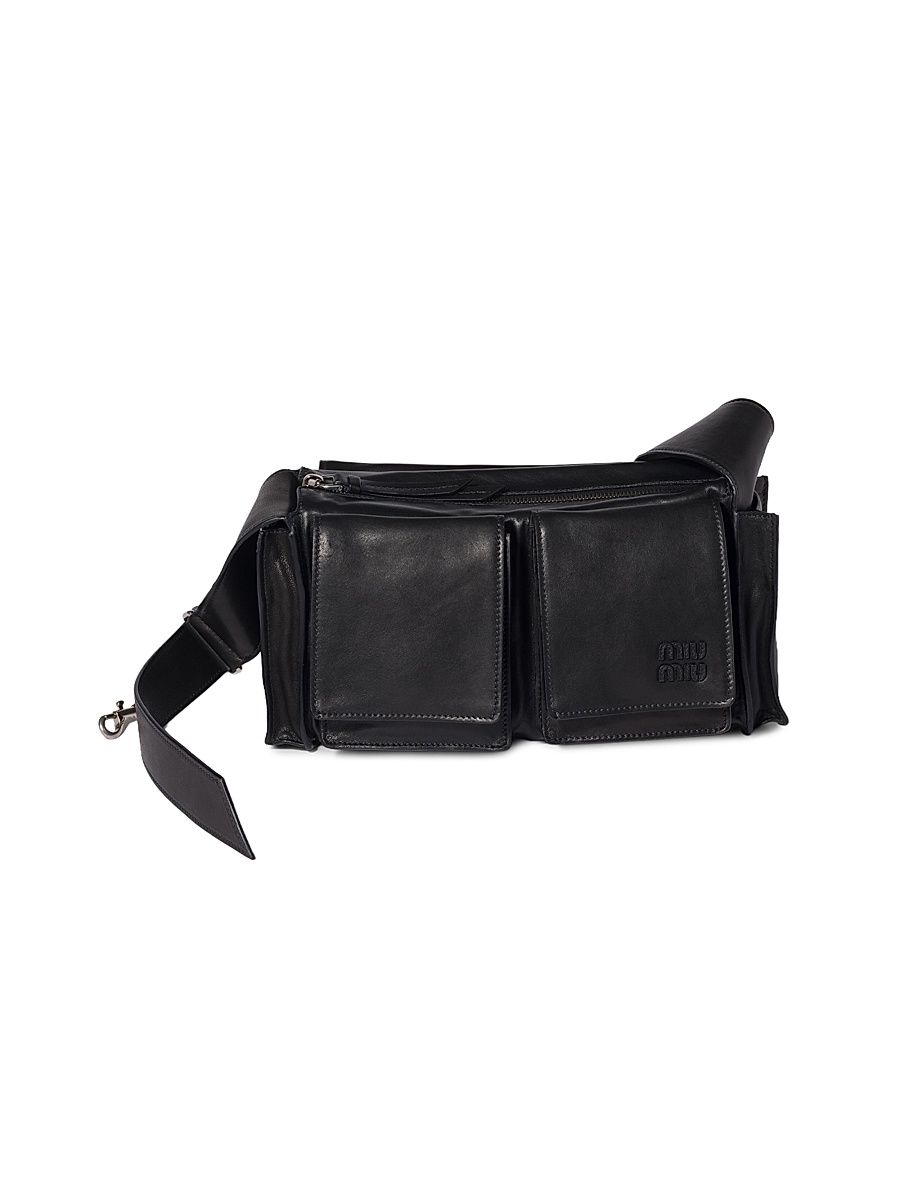 Women's Utilitaire Nappa Leather Shoulder Bag - Black