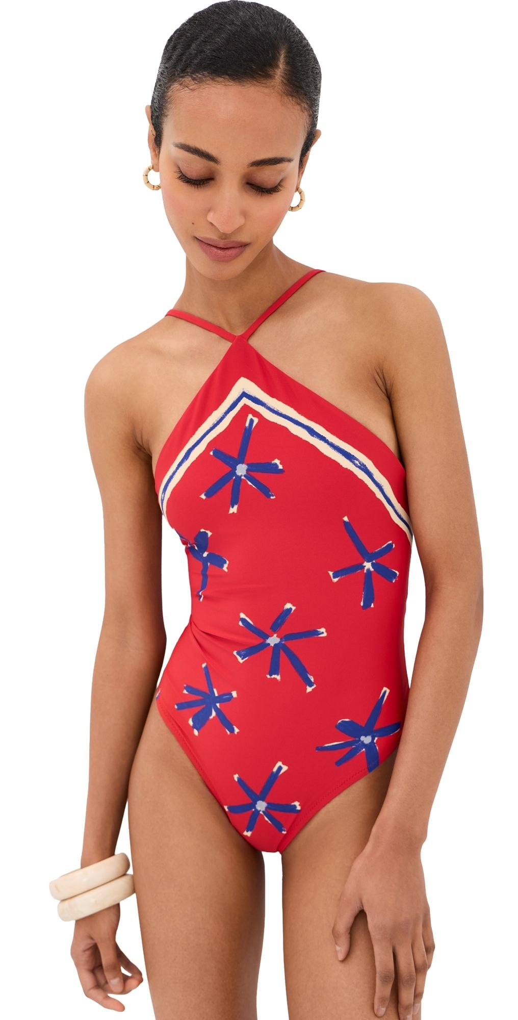 STAUD Cadence One Piece Swimsuit Painted Foulard L