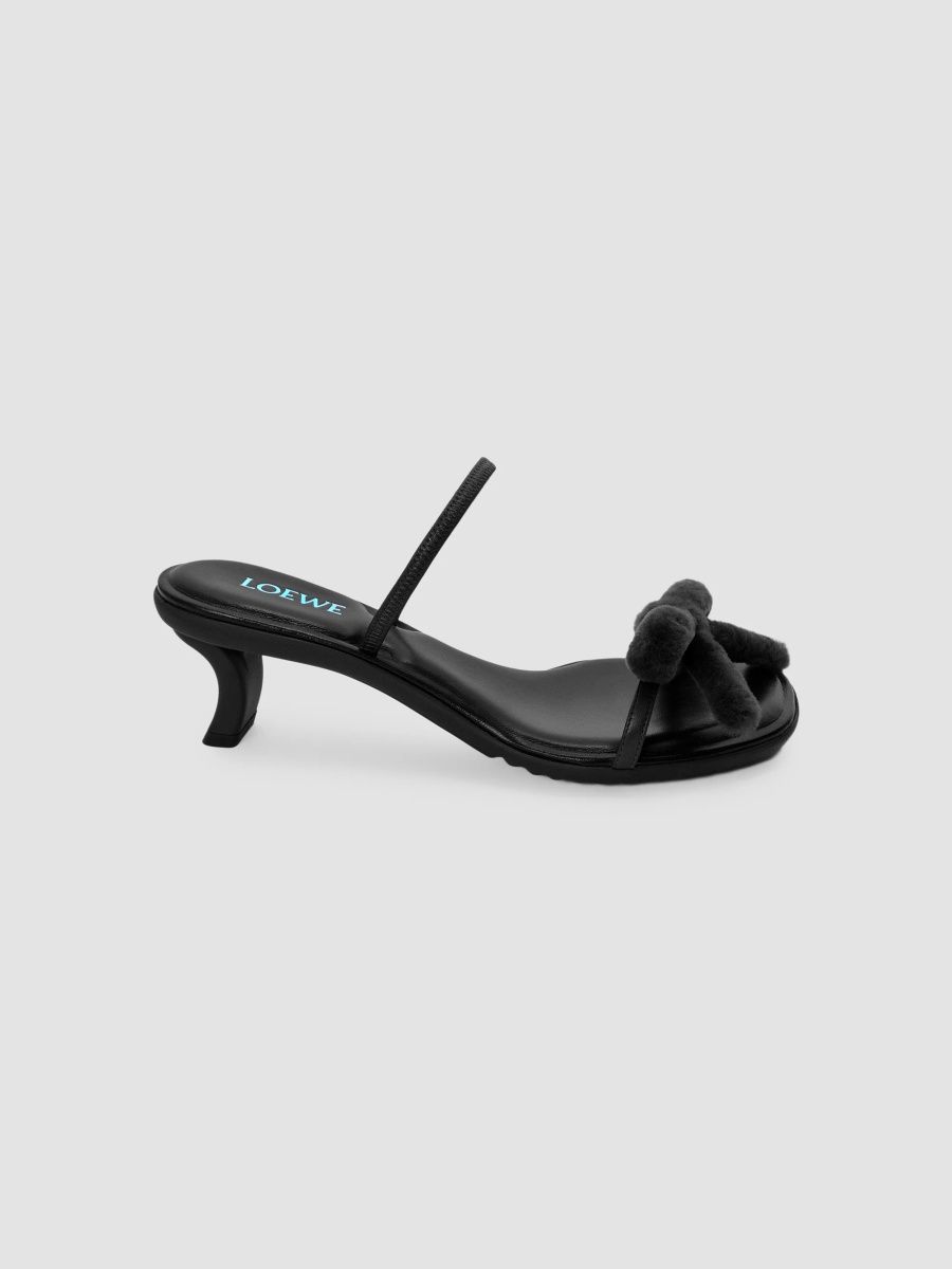 LOEWE Women's Mimi 45MM Bow-Detail Leather Sandals - Black - Size 11