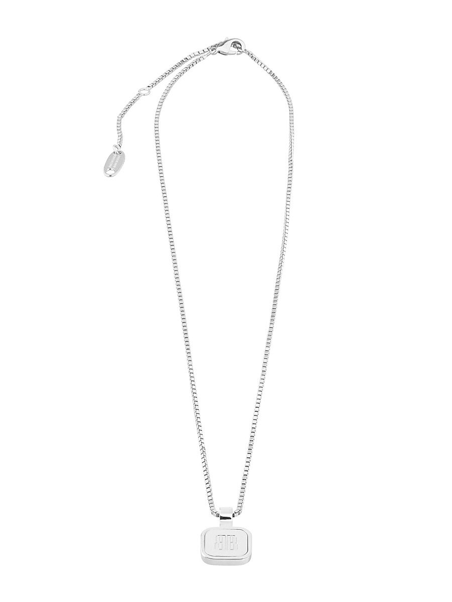 Nano Square Long Necklace - Silver