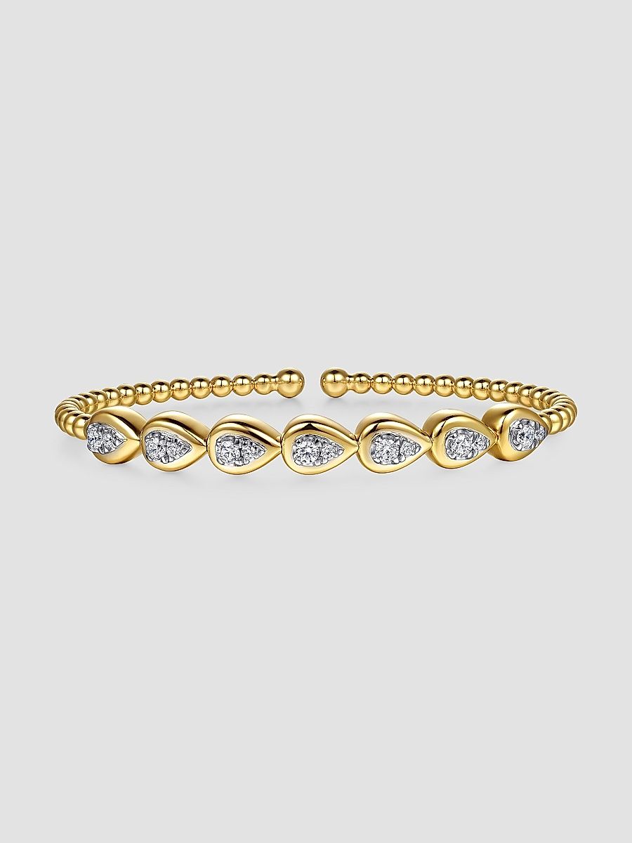 Gabriel & Co Women's Bujukan Two-Tone 14K Gold & 0.50 TCW Diamond Beaded Cuff - Yellow Gold