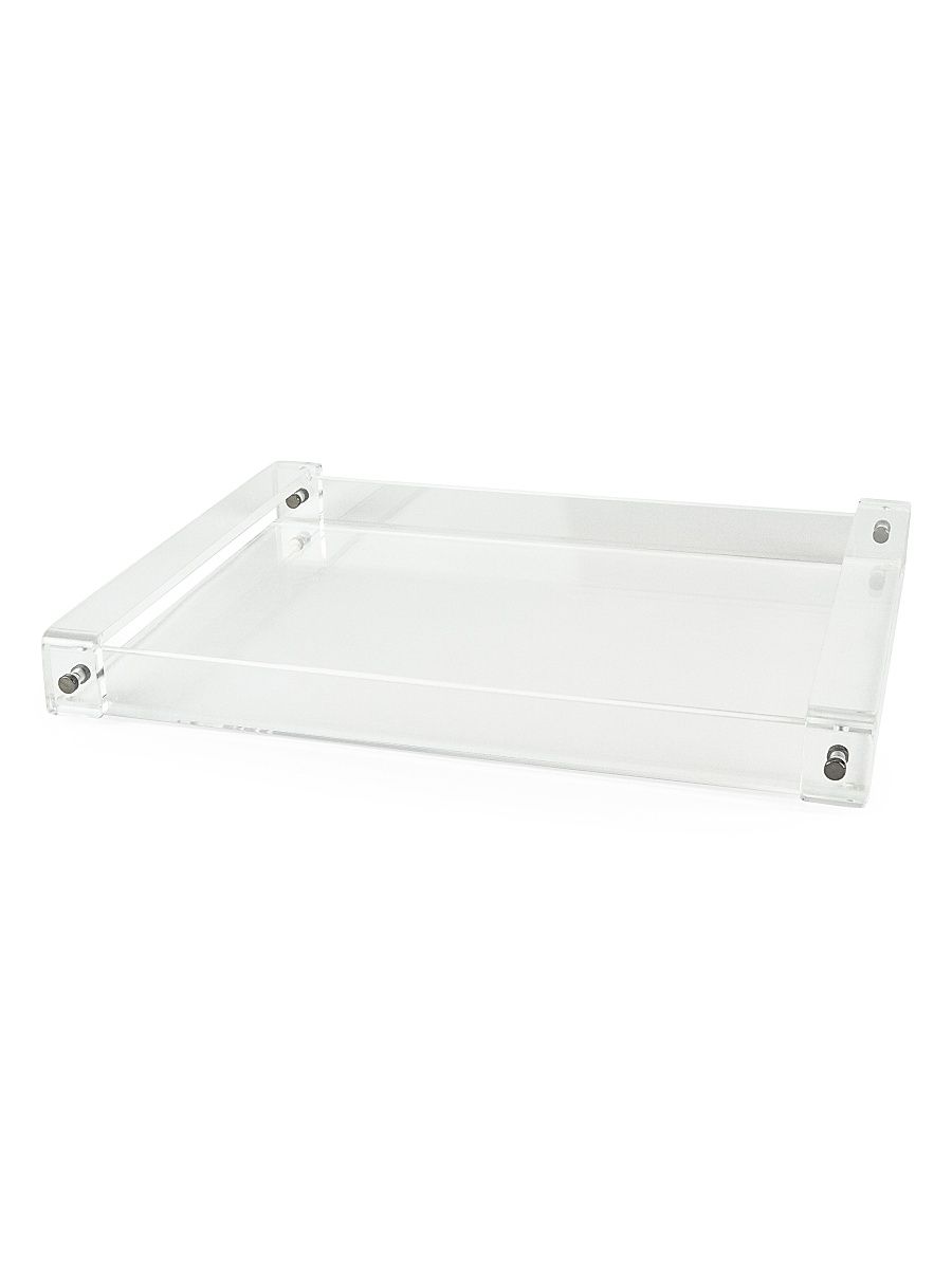 Lucite Inset-Handle Tray - White