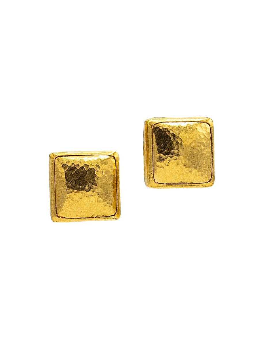 Amulet 18K, 24K & 14K Yellow Gold Large Square Stud Earrings - Yellow Gold