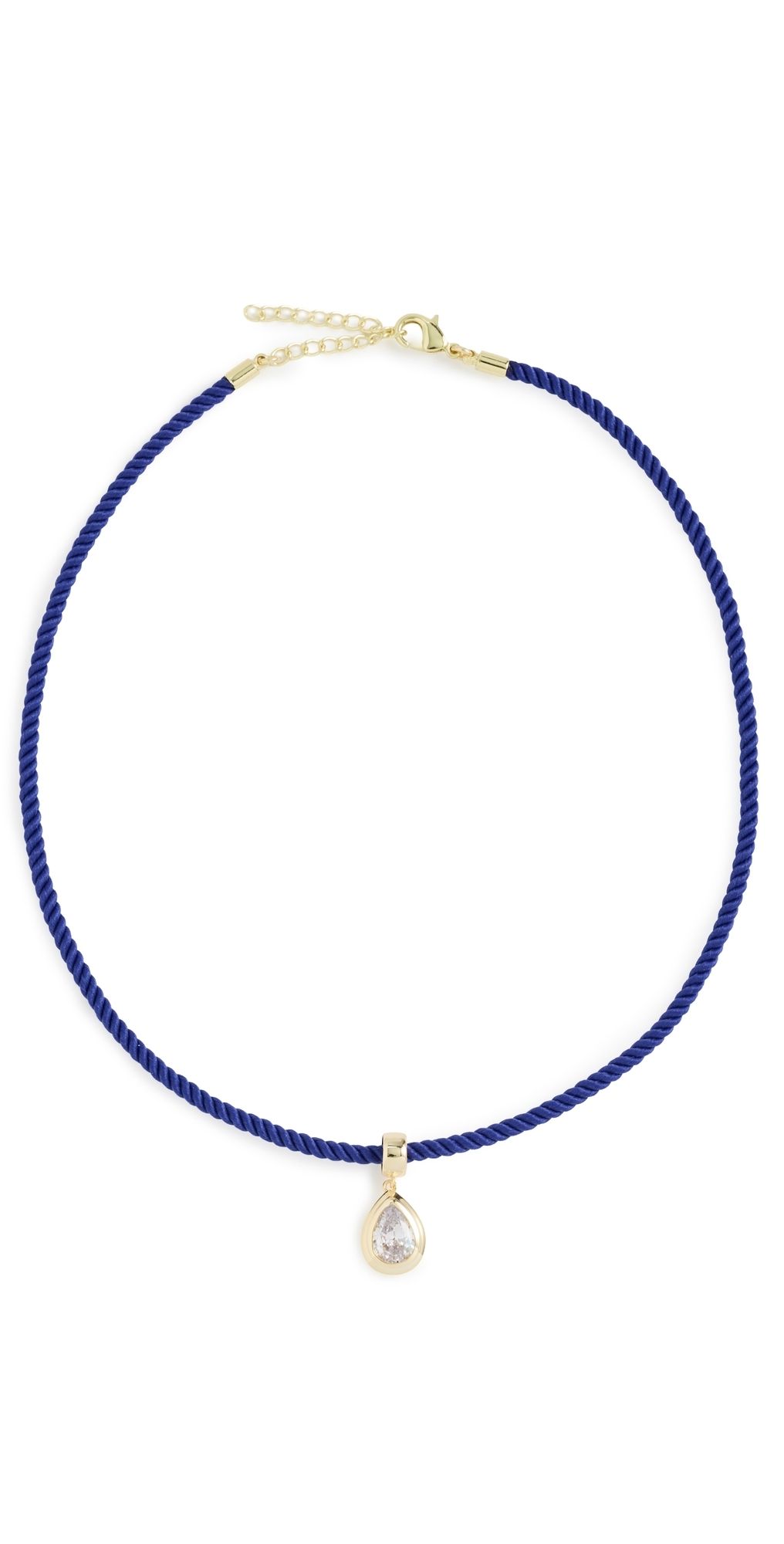 By Adina Eden Pear Bezel Pendant & Twisted Necklace Gold One Size