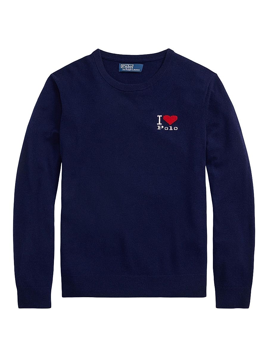 Men's The I Heart Polo Cashmere Sweater - Navy Combo - Size XL