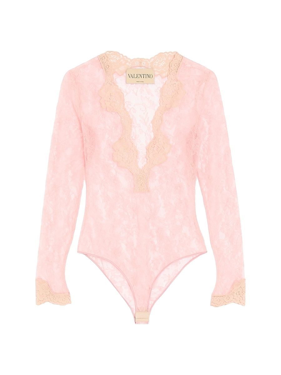 Women's Stretch Lace Bodysuit - Pink - Size XS
