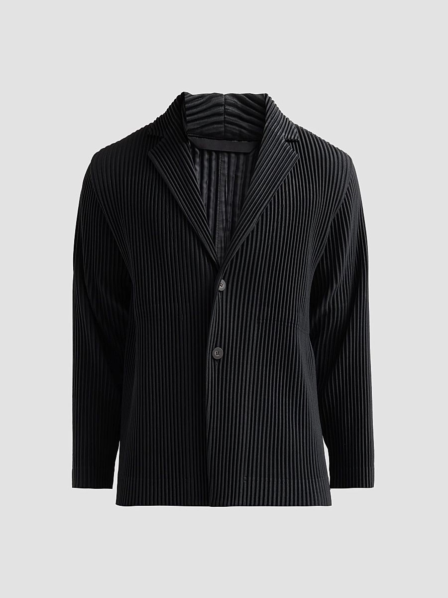 Men's Pleated Knit Blazer - Black - Size XL