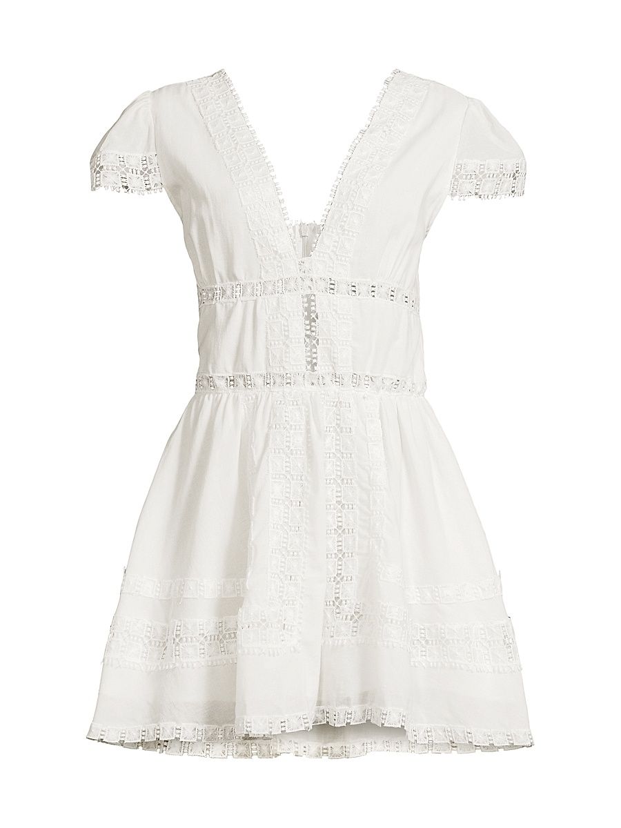 Women's Piper Lace-Trimmed Cotton Minidress - White - Size XL