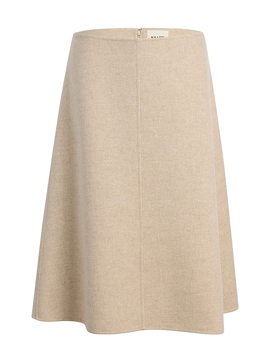Women's Nania Cashmere A-Line Midi-Skirt - Oatmeal - Size 10