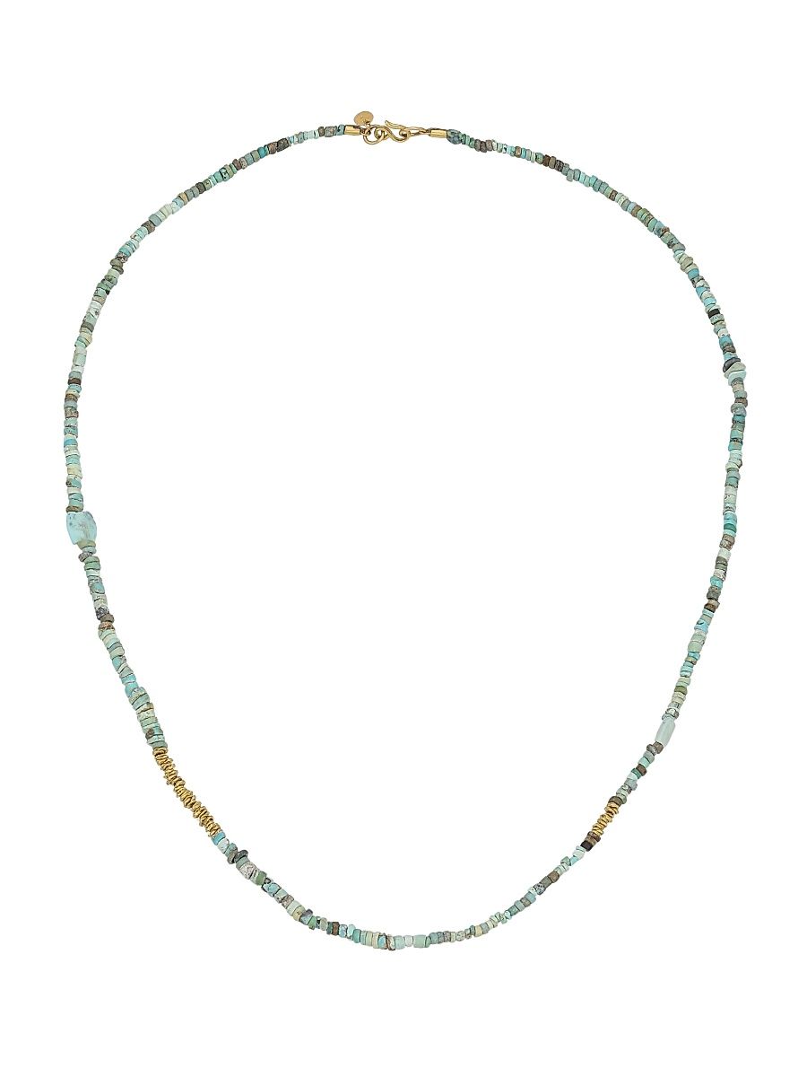 Women's 22K Yellow Gold & Turquoise Beaded Necklace - Yellow Gold